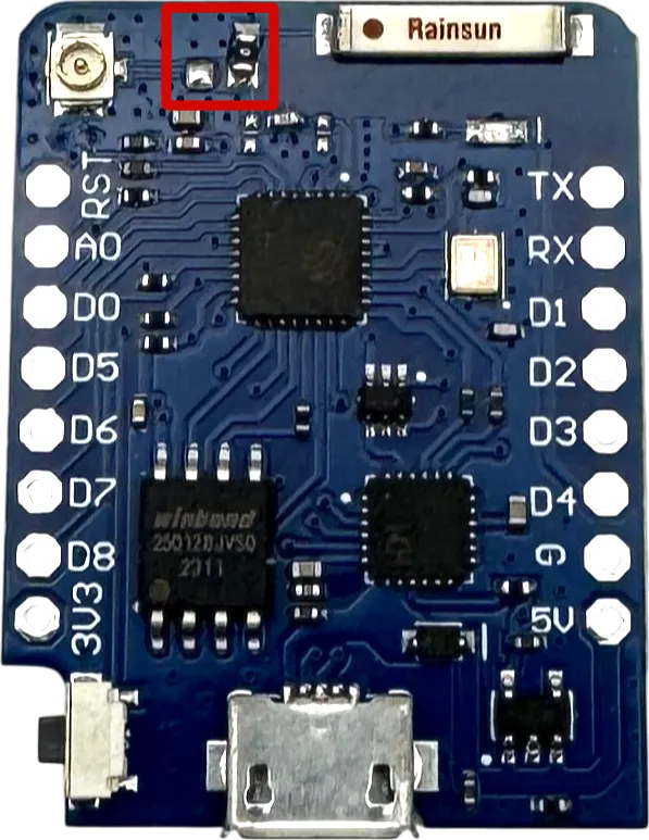 D1 Mini Pro Widerstand im Auslieferungszustand
